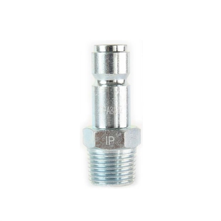 1/2 Inch Auto Coupler Plug X 1/2 Inch Male NPT (Silver Color), PK 6